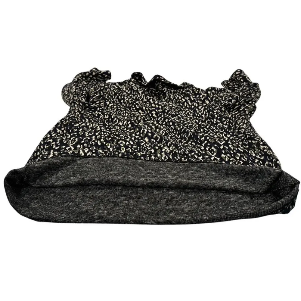 J. McLaughlin Women’s Knit Leopard Print High Neck 3/4 Sleeve Top: Large